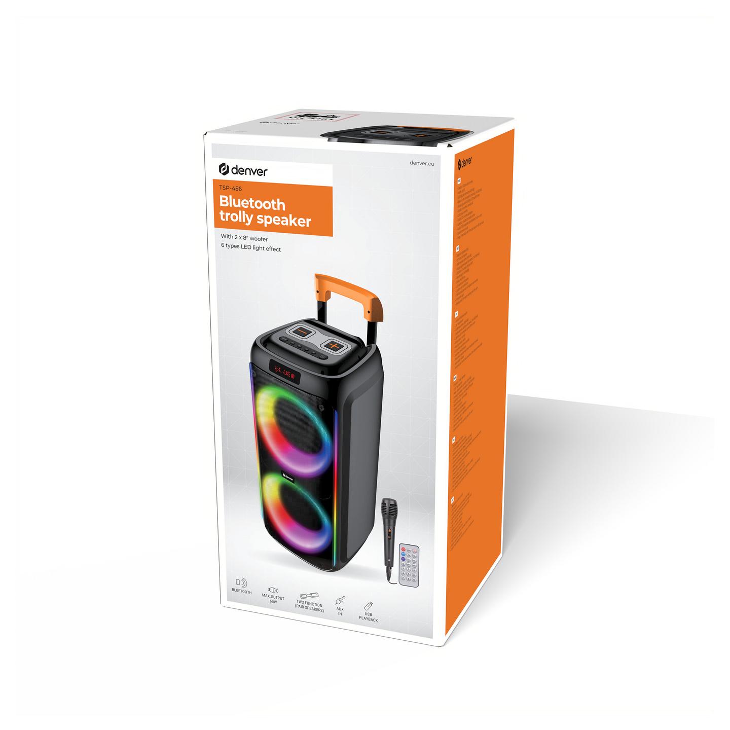 Altoparlant Denver TSP-456, 600W, 60W RMS, Bluetooth 5.0, USB, MicroSD, AUX, TWS, LED - Zezë - 5