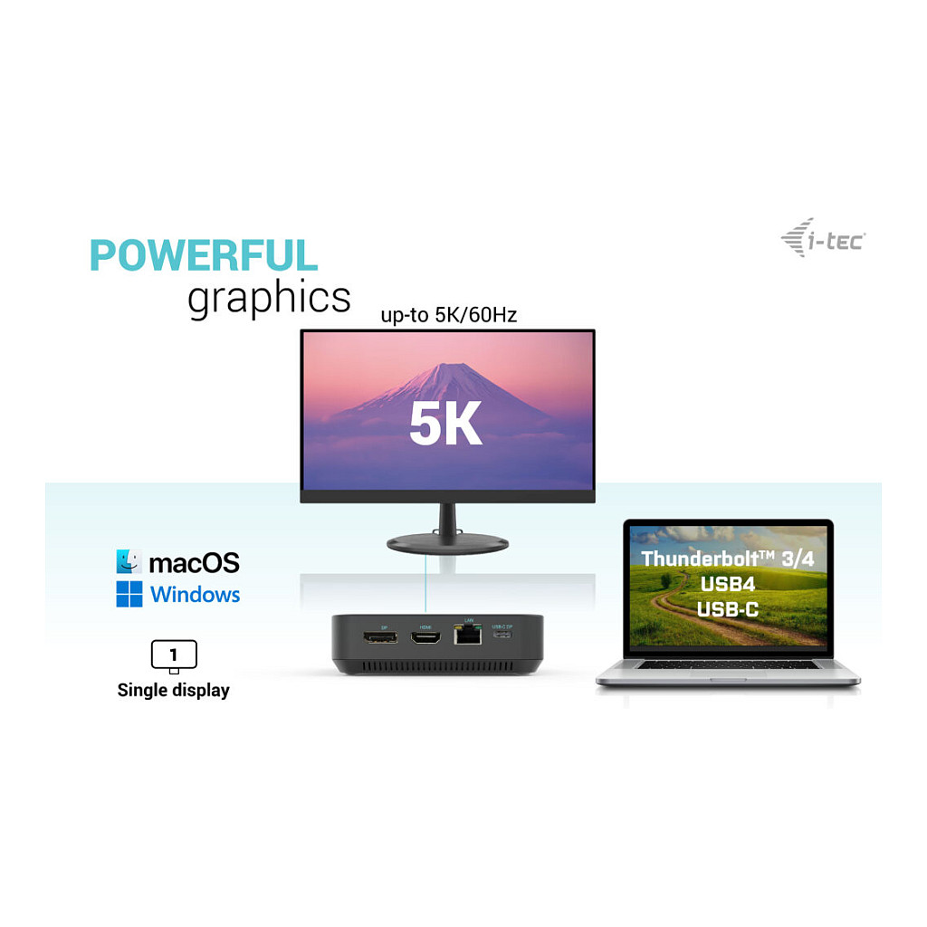 Docking Station I-TEC USB-C / HDMI + 2x DisplayPort / PD / LAN / USB - Metalik - 9