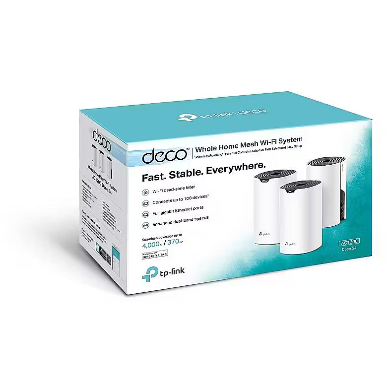 TP-Link Deco S4 (3-Pack) AC1200 Mesh Wi-Fi System – Wi-Fi 5 Dual-Band 2.4GHz + 5GHz, 300Mbps + 867Mbps, 2× Gigabit WAN/LAN për njësi, Ethernet Backhaul – Bardhë - 2