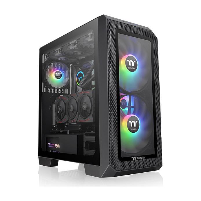 Kasë Thermaltake View 300 MX / Mid-Tower / Xham i Temperuar / 2x200mm + 1x120mm ARGB / USB 3.2 Gen2 Type-C – Zezë