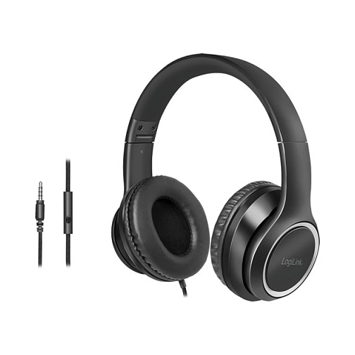 Kufje me kabllo LogiLink HS0053 / Stereo / Over-Ear / Mikrofon / 3.5 mm / 1.2 m – Zezë - 3