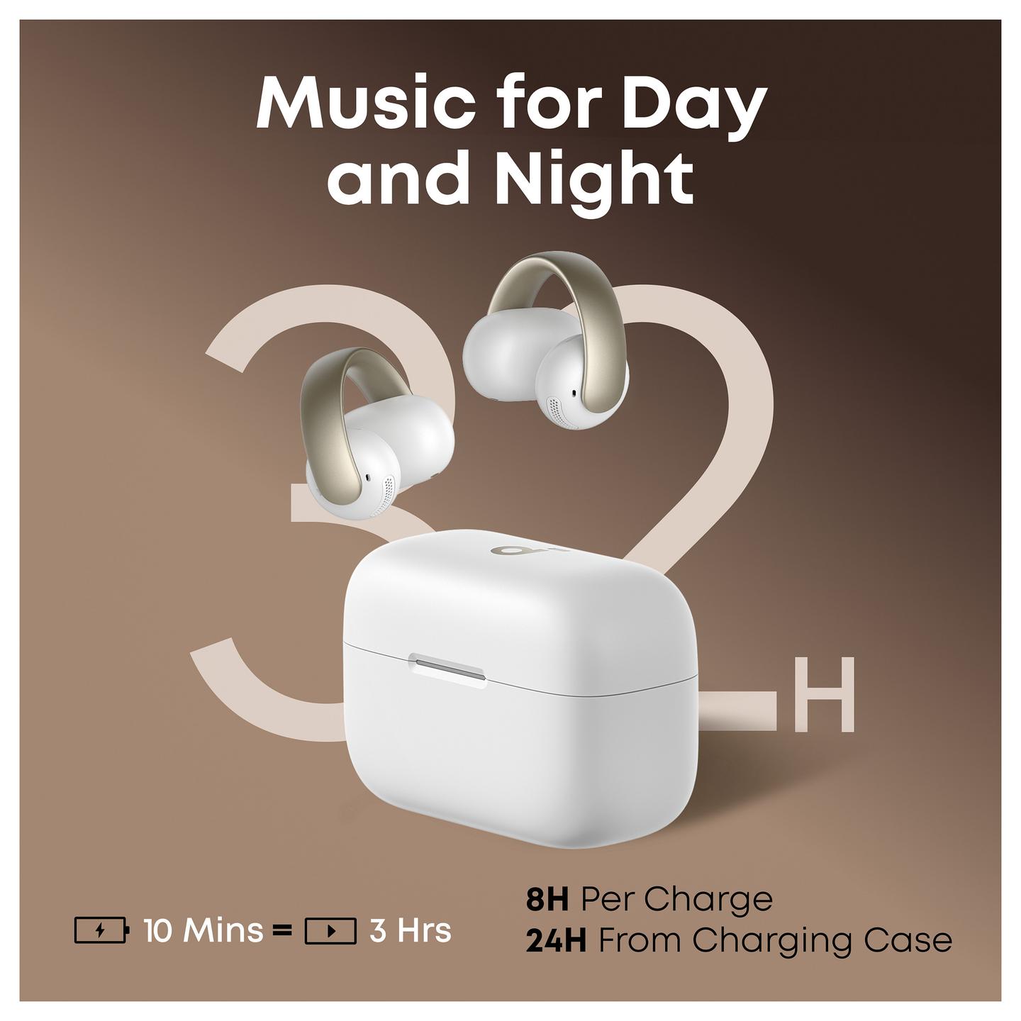 Kufje pa kabllo Soundcore AeroClip / Bluetooth / TWS / Open-Ear / Sport - Krem/Bardhë - 6