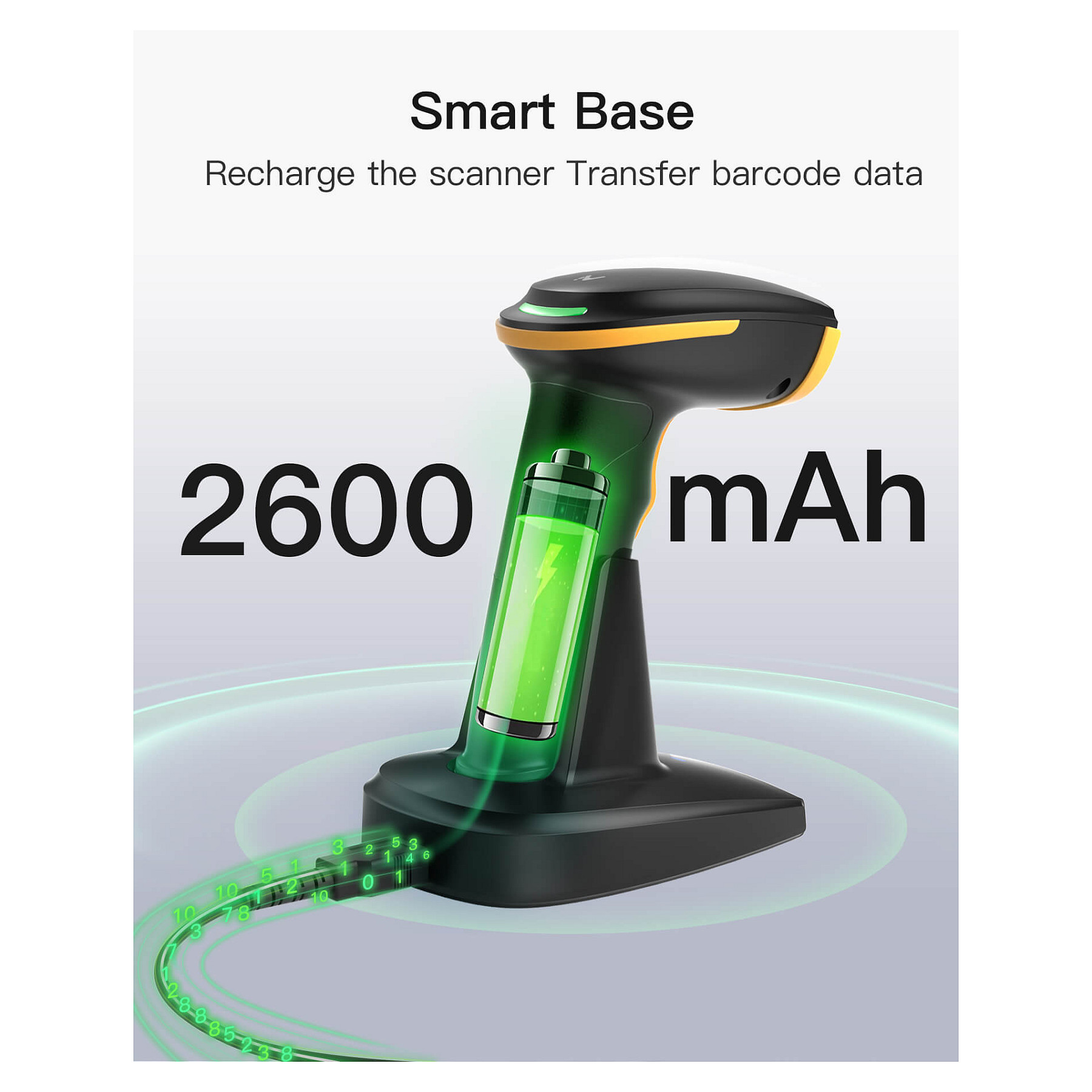 Skaner Barkodesh Inateck BCST-36 / 1D/2D / Bluetooth / USB / Auto-Induction / 2000mAh - Zezë/Verdhë - 3