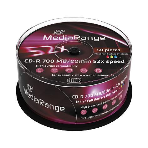 Disk CD-R MediaRange MR208, 700 MB, 52x, Paketi me 50 copë, Cakebox