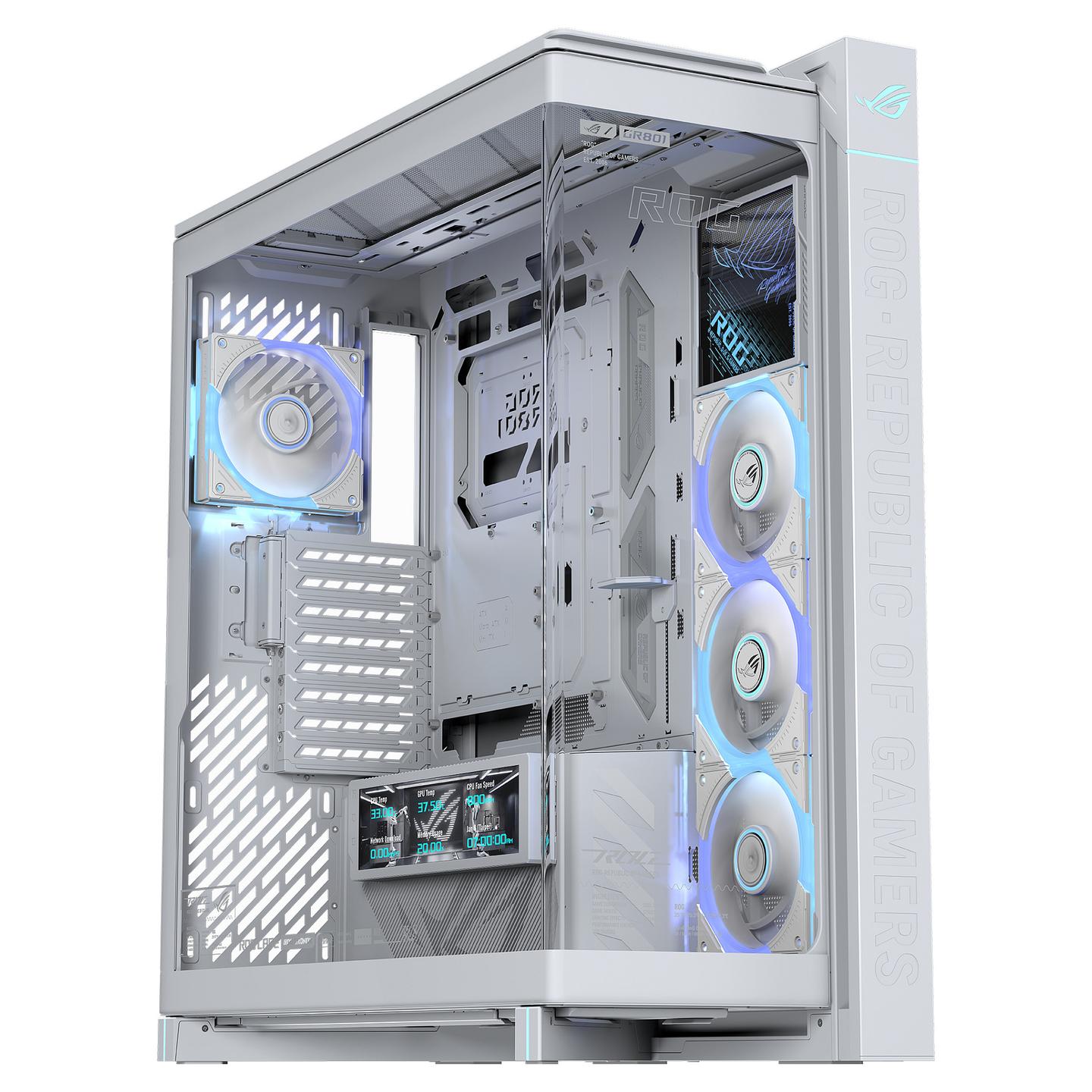 Kasë ASUS ROG CRONOX GR801, Curved Tempered Glass, ARGB - Bardhë
