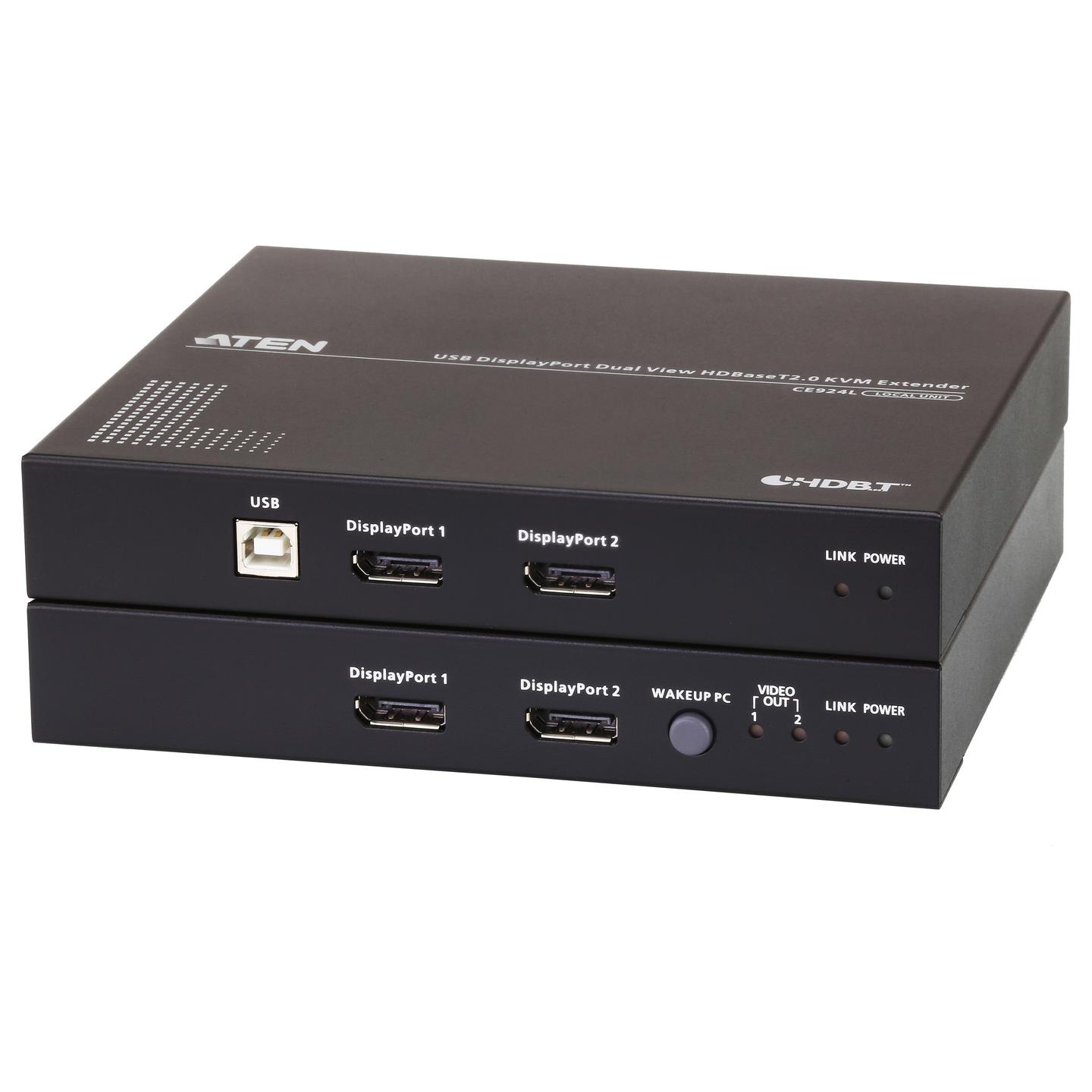 Extender KVM ATEN CE924-AT-G, Dual DisplayPort, HDBaseT 2.0, 4K deri në 100 m, USB, Audio, RS-232 - Zezë