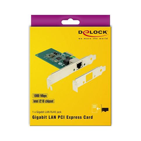 Karta të Rrjetit Delock 89942 / PCIe 2.1 x1 / 1x Gigabit LAN RJ45 / 1000Mbps / Intel i210 / Low Profile - 6