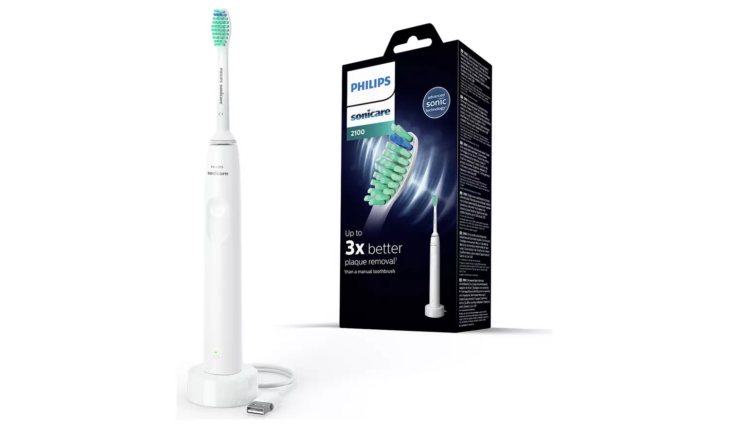 Furçë dhëmbësh elektrike Philips Sonicare 2100 Series HX3651/13 / 31.000 Lëvizje/min / SmartTimer / QuadPacer / Easy-Start / 14 Ditë – Bardhë