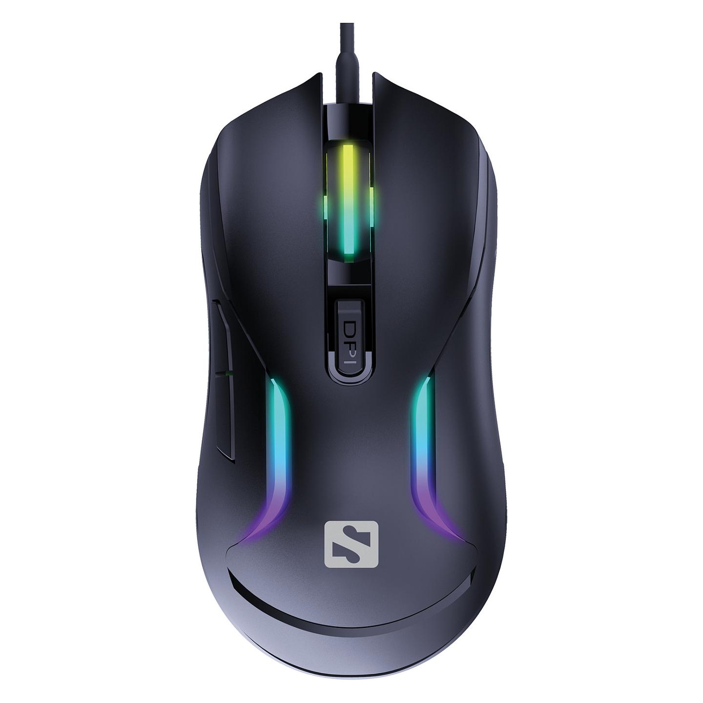 Maus Gaming Sandberg LightFlow 6D Gamer Mouse / 603EP / 3600 DPI / 6 Butona / USB 2.0 / 1.5m - Zezë - 3