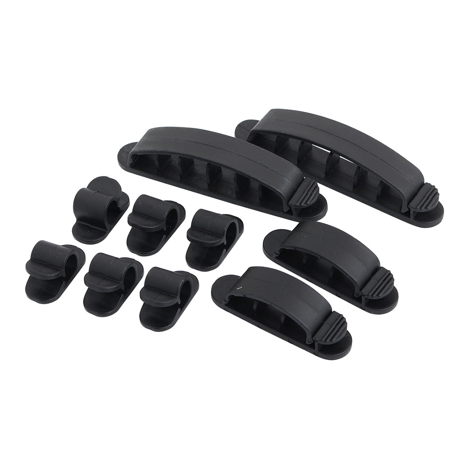 Kabllo për Rrjet Cable Holder Set ABS / 10 Copë / Vetëngjitës – Zezë - 1