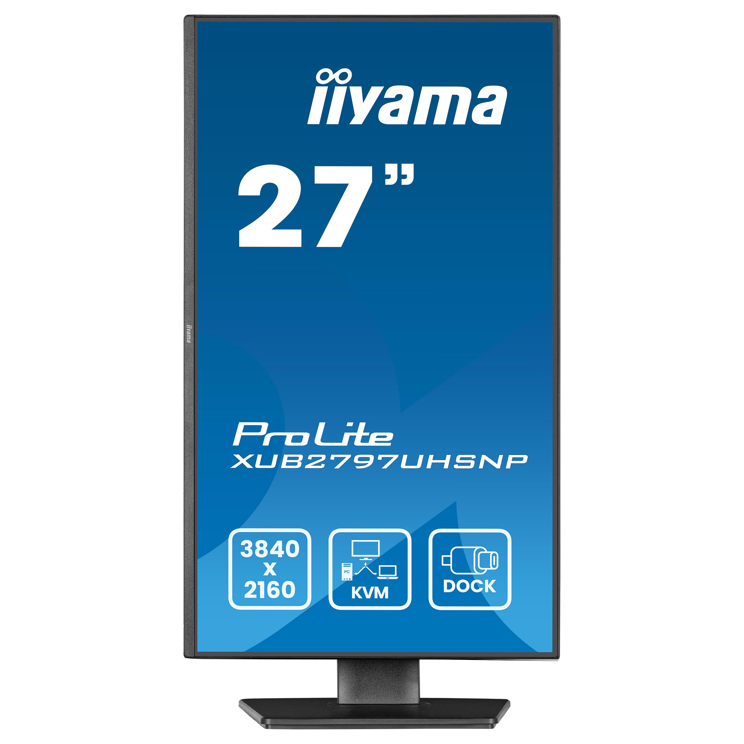 Monitor për Punë 68.5cm/27" (3840x2160) iiyama ProLite XUB2797UHSNP-B1 16:9 4k UHD IPS 4ms 60Hz HDMI DP USB-C KVM Zëdhënës Pivot Zi - 3