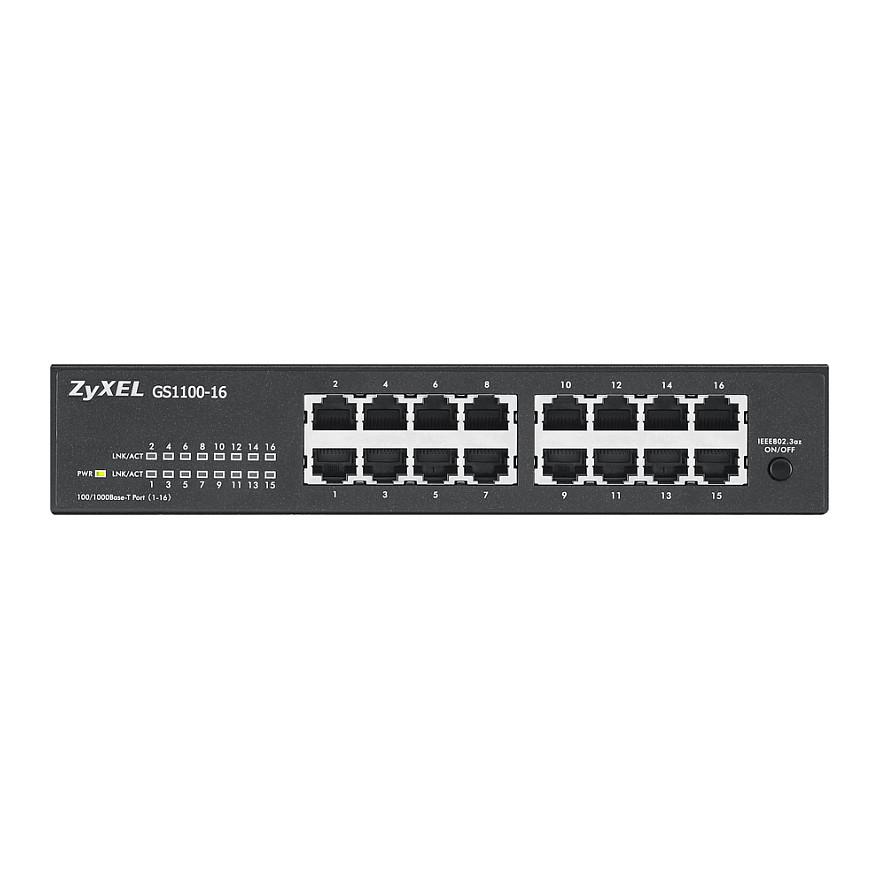 Switch Zyxel GS1100-16E, 16 porta Gigabit Ethernet, 10/100/1000 Mbps, Unmanaged, 32Gbps, pa ventilator - Zezë - 3