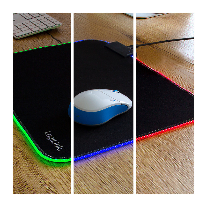 Mauspad Gaming LogiLink ID0183 / 350 x 260 x 3mm / Poliester + Gomë natyrale / RGB LED / Anti-rrëshqitës / Micro-USB - Zezë - 7