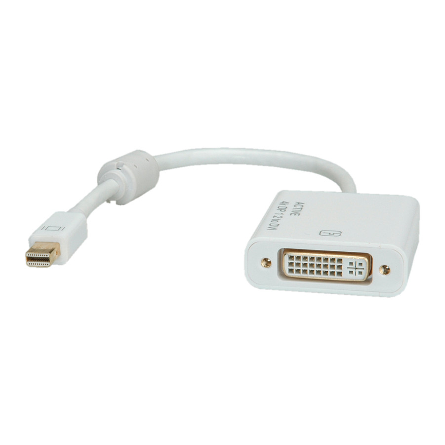 Adapter ROLINE 12.03.3137 / Mini DisplayPort në DVI-D / 0.1m / 4K 30Hz - Bardhë