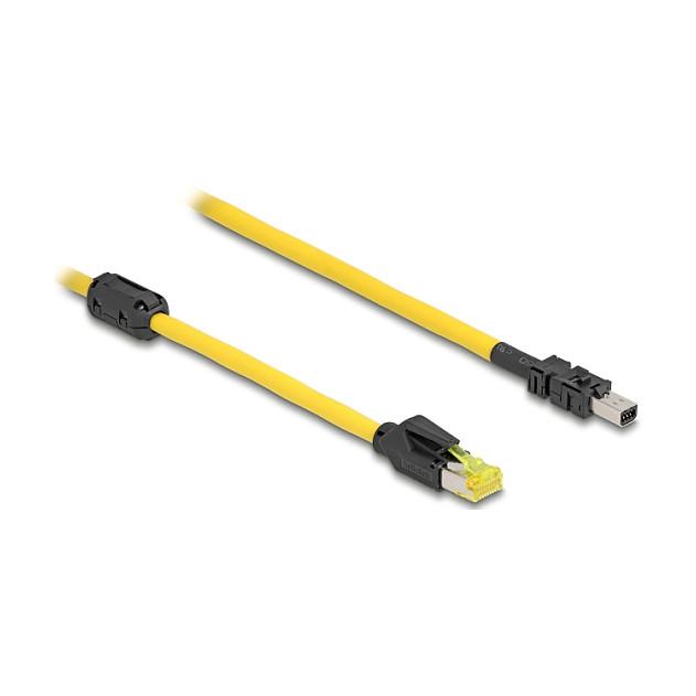 Kabllo për Rrjet DeLOCK 81250, RJ45 mashkull në Mini I/O 8-pin D-Shape Type 2 mashkull, Cat.6, 1 m - Zezë/Verdhë - 1