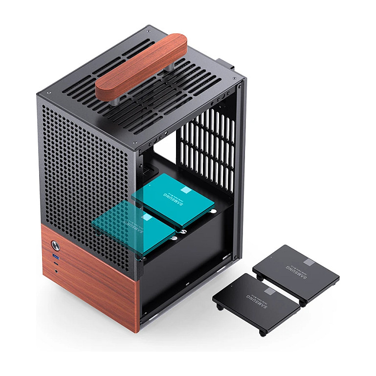 Kasë PC JONSBO T6 / Mini Tower / Mini-ITX / Tempered Glass / Wood - Zezë - 26