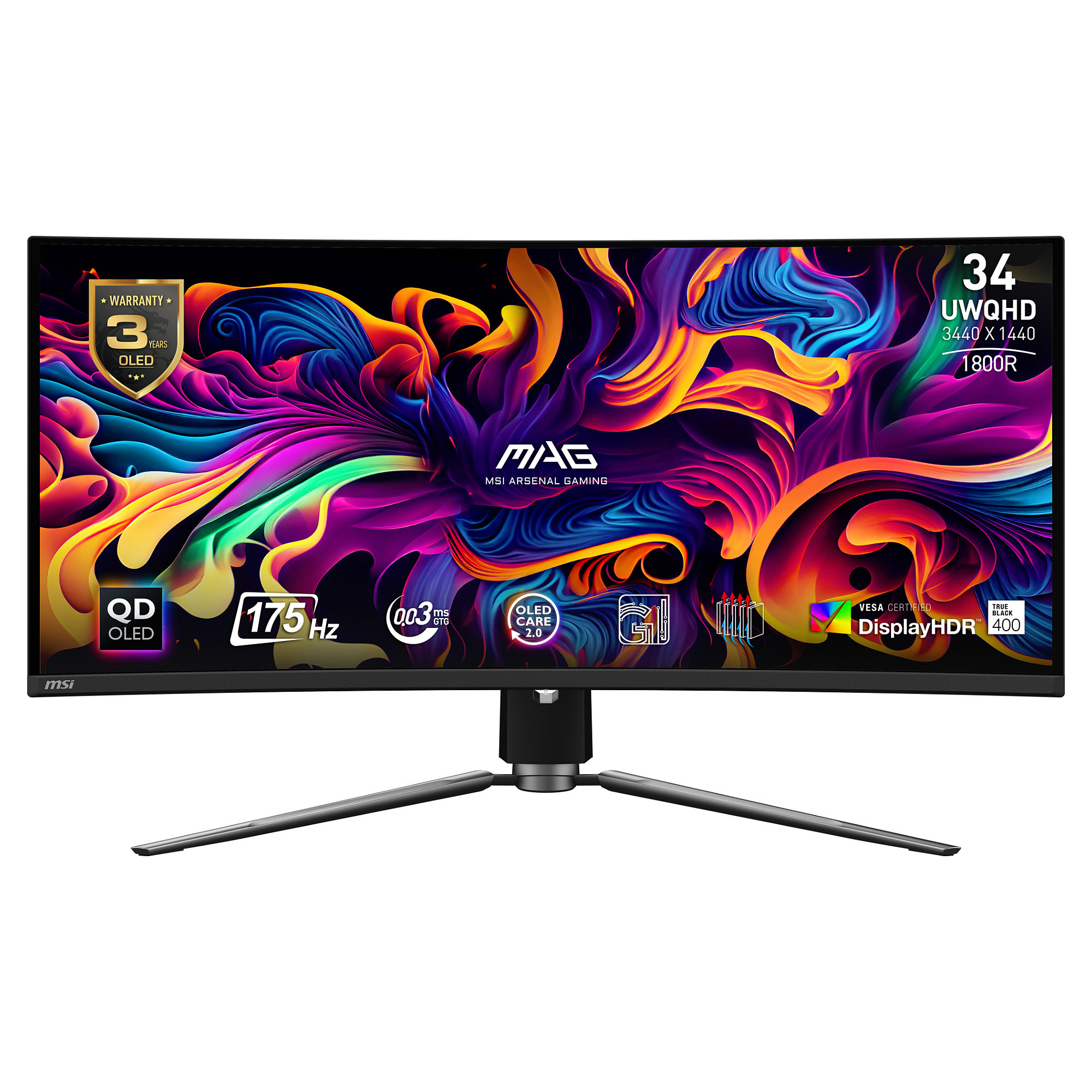 Monitor Gaming Curved MAG 341CQPDE / 34"/ UWQHD QDOLED / 175Hz / 0.03ms / USB+HDMI+DP - Zezë - 1