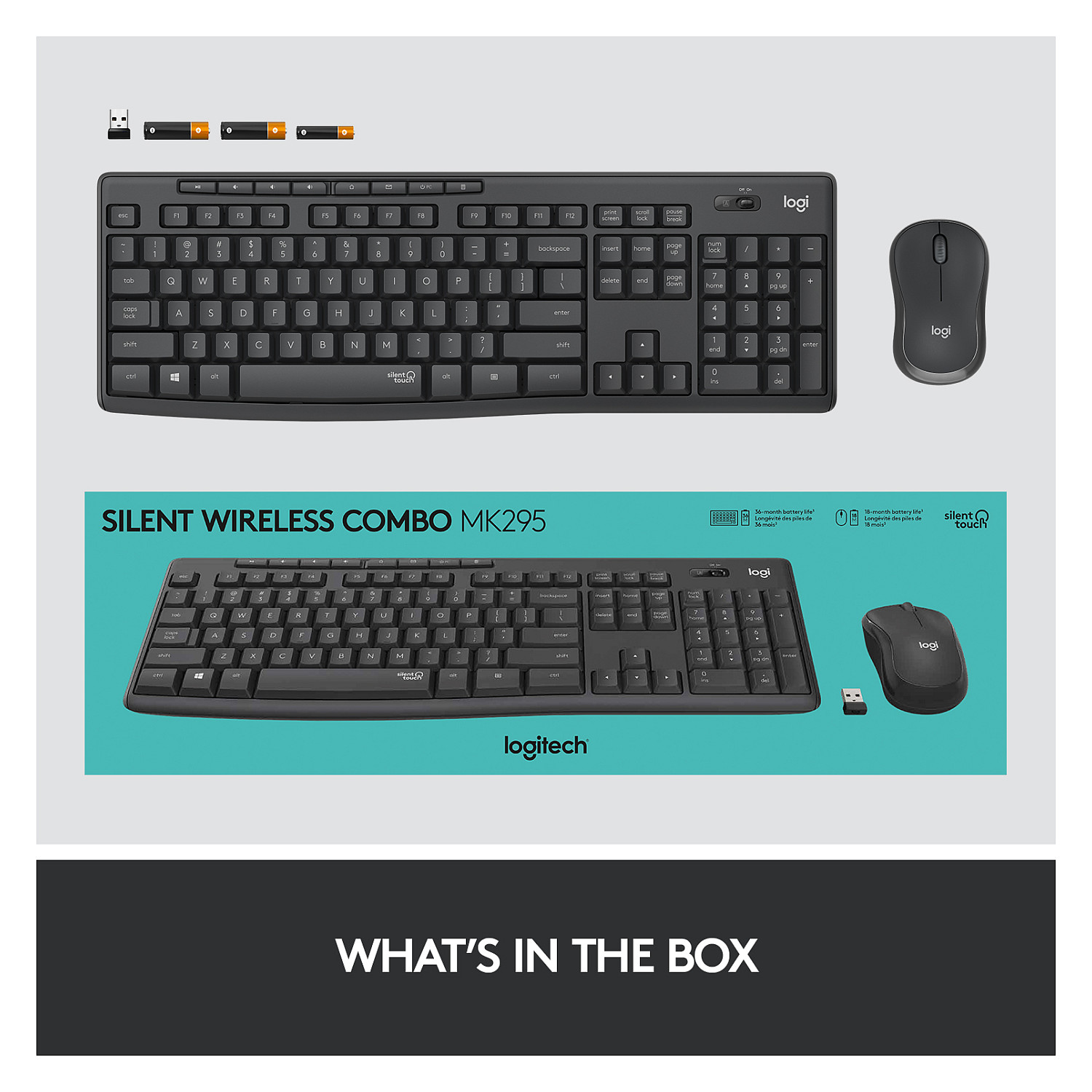 Set Tastierë dhe Maus Logitech MK295 Silent wireless Combo Graphite QWERTY US - 17