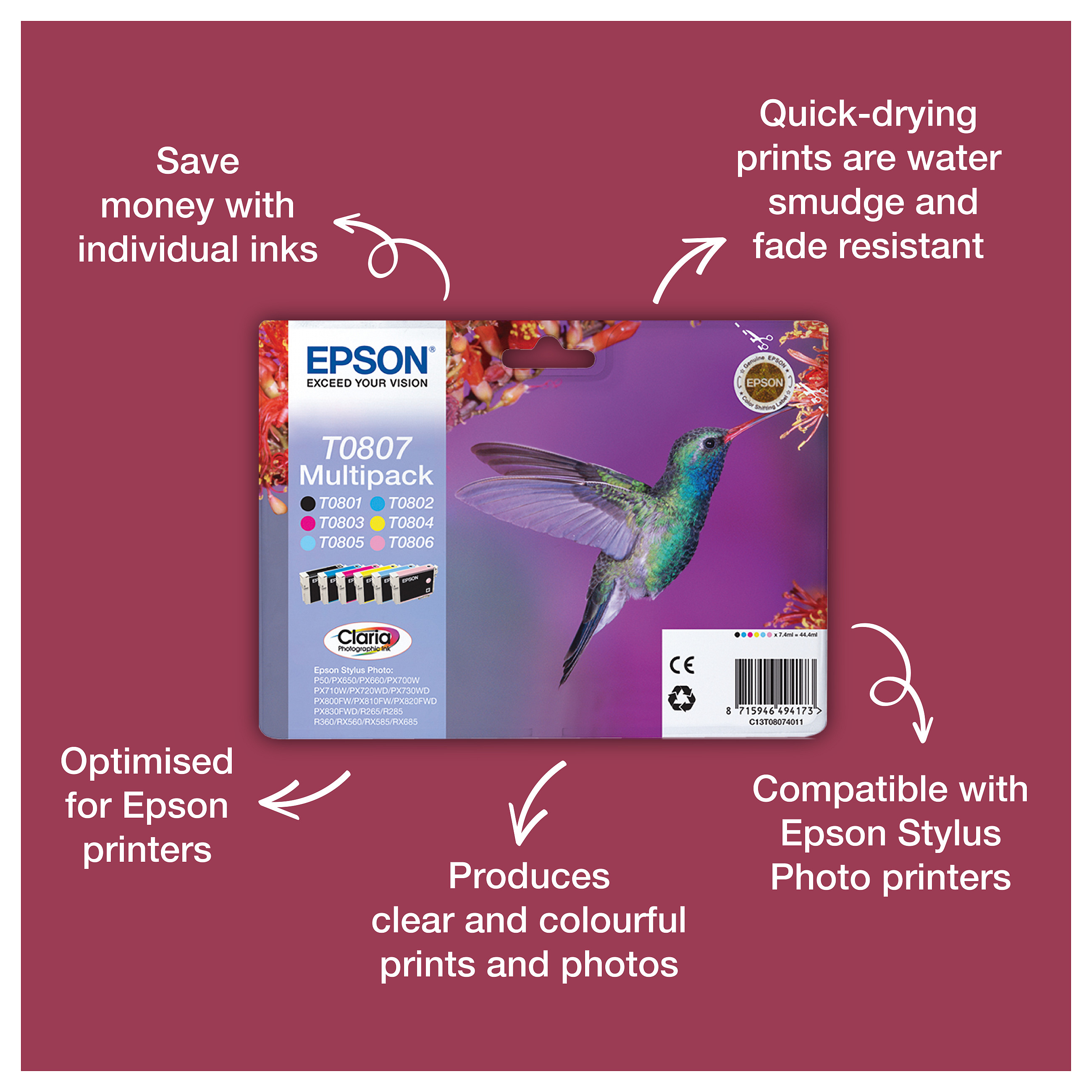 INK Epson T080340 deri në kapacitet standard sipas ISO/IEC 24711 - Rozë - 3