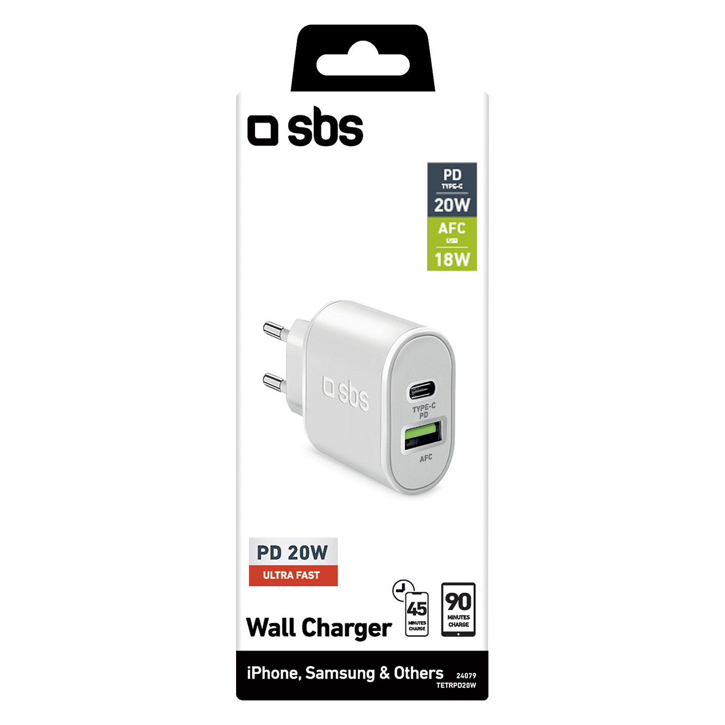 Karikues SBS TETRPD20W / USB-C / 20W / Power Delivery – Bardhë - 2
