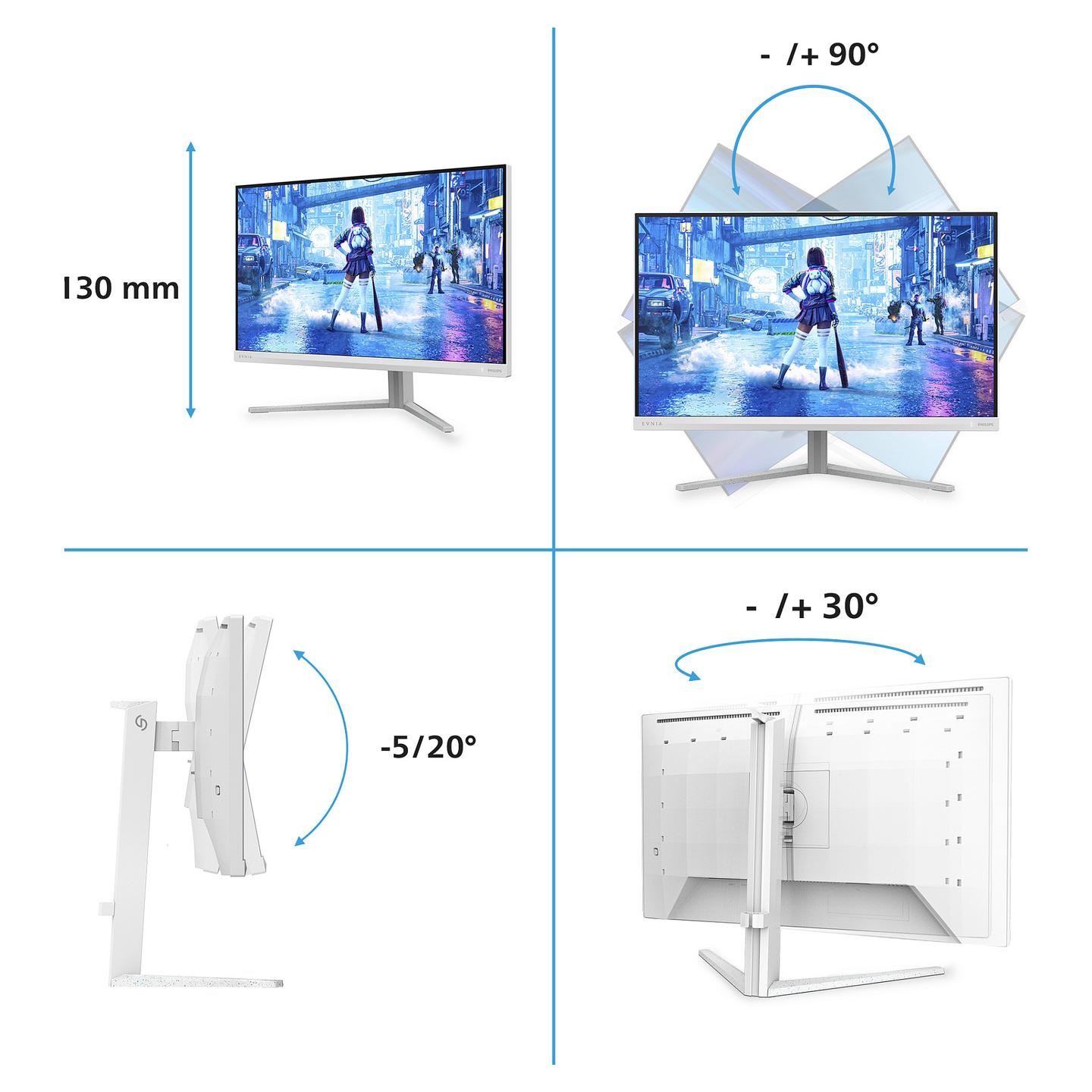 Monitor Gaming Philips Evnia 27M2N5201P/00 / 27" / Full HD Fast IPS / 260Hz / 1ms / HDMI+DP - Bardhë - 3