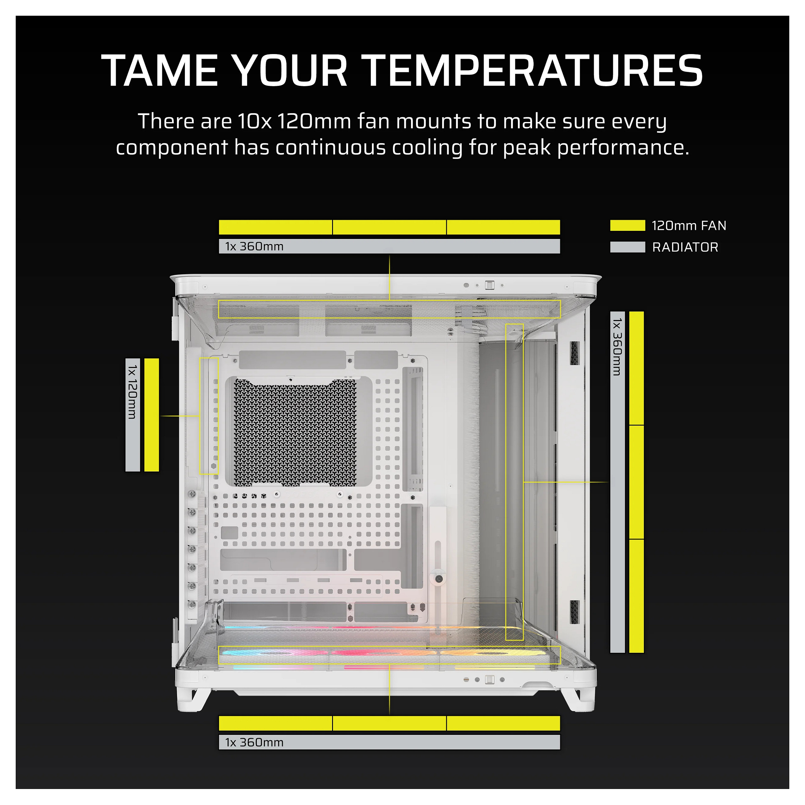 Kasë PC Corsair AIR 5400 LX-R RGB iCUE LINK / Midi Tower / E-ATX + ATX / 3x 120mm LX-R RGB Fan / Tempered Glass - Bardhë - 10