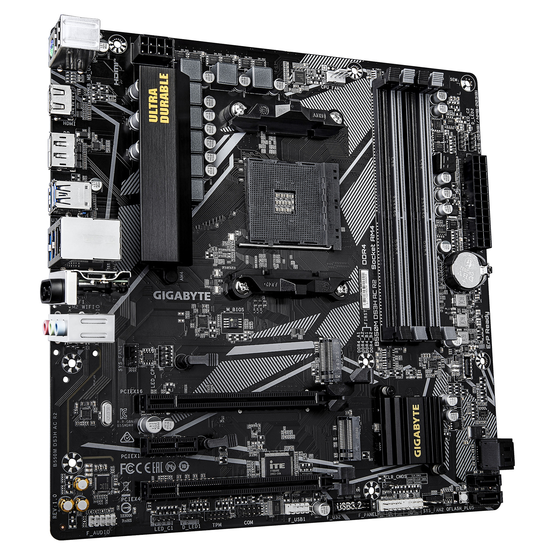 Pllakë Amë AMD AM4 Gigabyte GA‑B550M‑DS3H R2 / DDR4 / mATX / HDMI+DP - 3