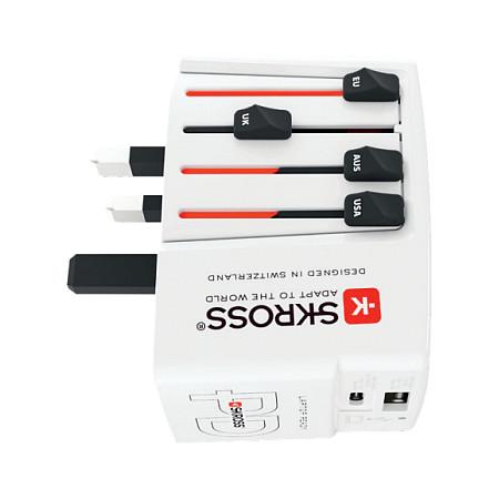 Karikues Universal SKROSS World USB Charger AC45PD, 45W, USB-C PD, USB-A 20W, me kabllo USB-C – Bardhë