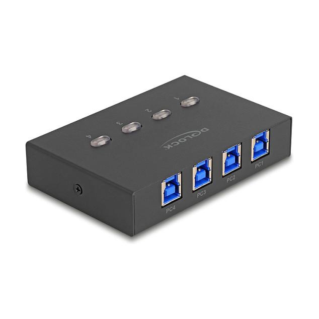 Ndërprerës USB DeLOCK 11509, 4x USB-B në 1x USB-A, 5 Gbps - Zezë