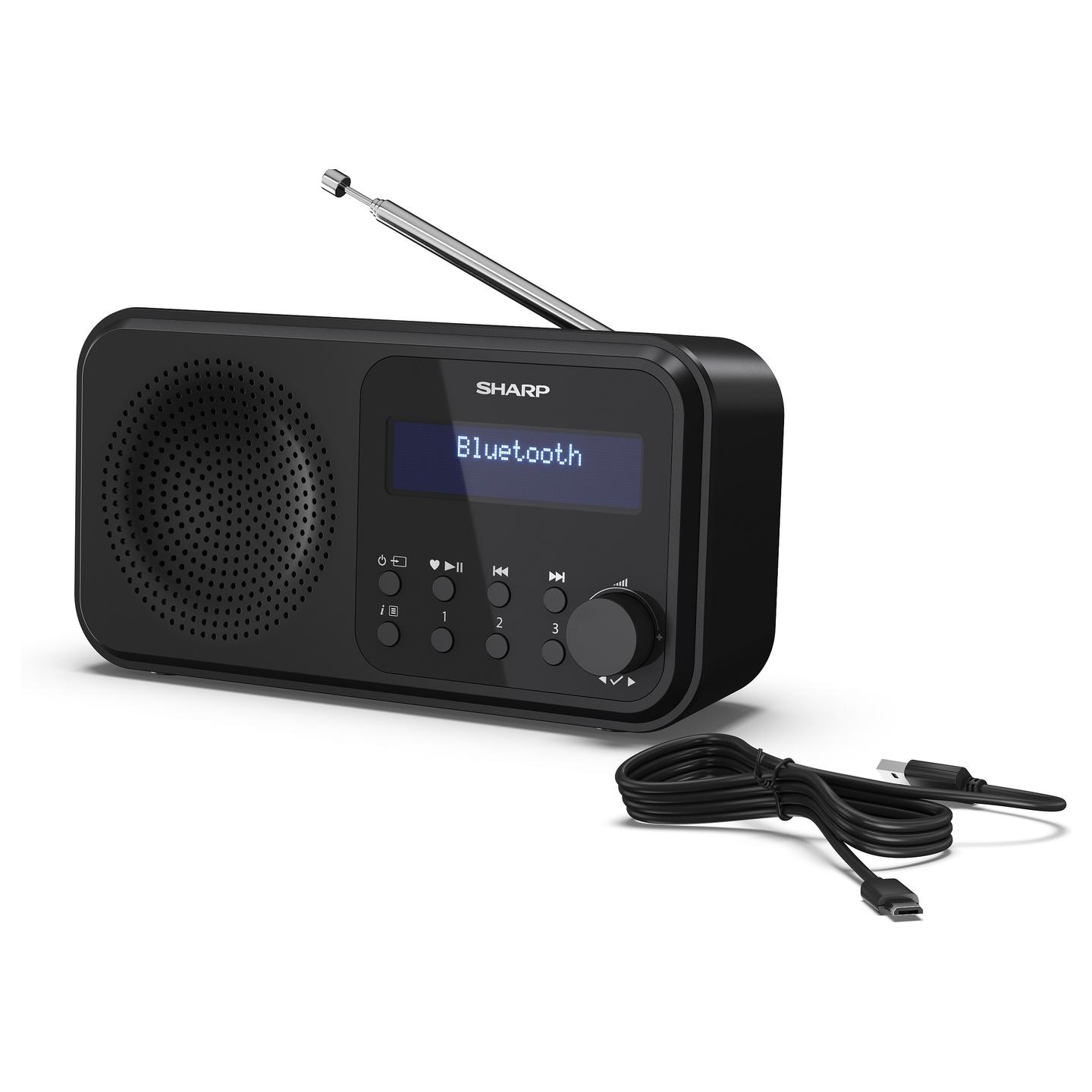 Radio portative Sharp DR-P420, DAB, DAB+, FM, Tuner digjital, 2 W RMS, Ekran LCD, Dalje për kufje 3,5 mm, Micro-USB - Zezë - 5