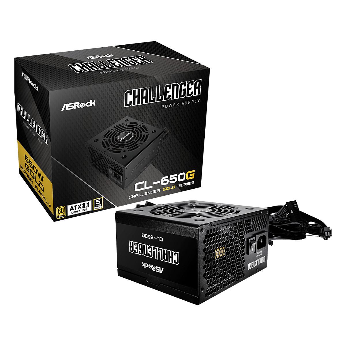 Furnizues Energjie ASRock Challenger CL-650G, 650W, 80 PLUS Gold, ATX, Non-Modular – Zezë