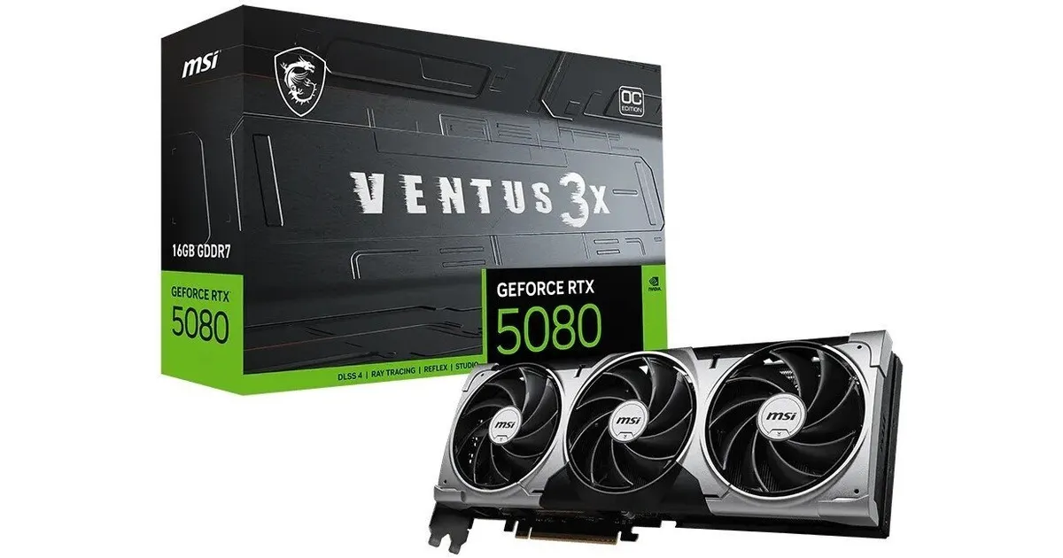 Kartelë Grafike NVIDIA GeForce RTX 5080 / 16GB GDDR7 / 256-bit / MSI VENTUS 3X OC BLACK