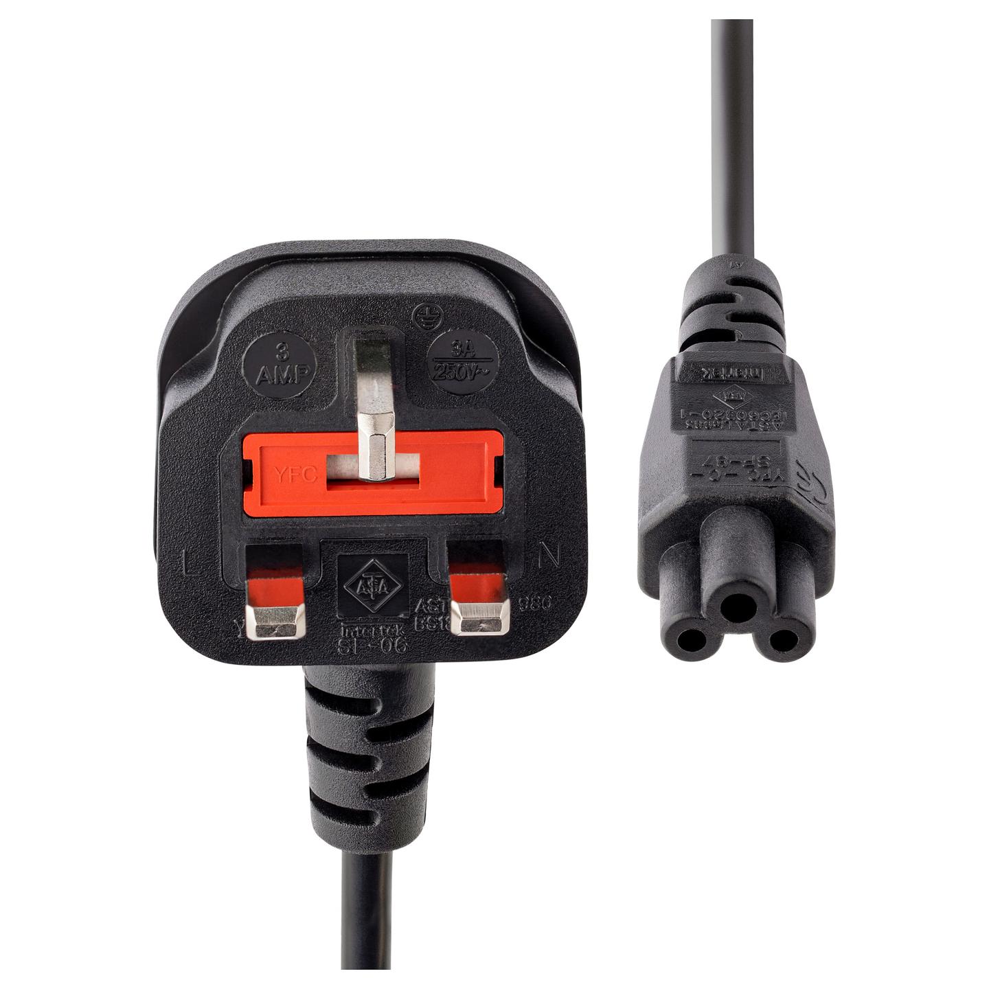 Kabllo për Furnizim me Energji StarTech.com PXTNB3SUK1M / BS 1363 - C5 / 18 AWG / 250 V / 2.5 A / 1m - Zezë - 2