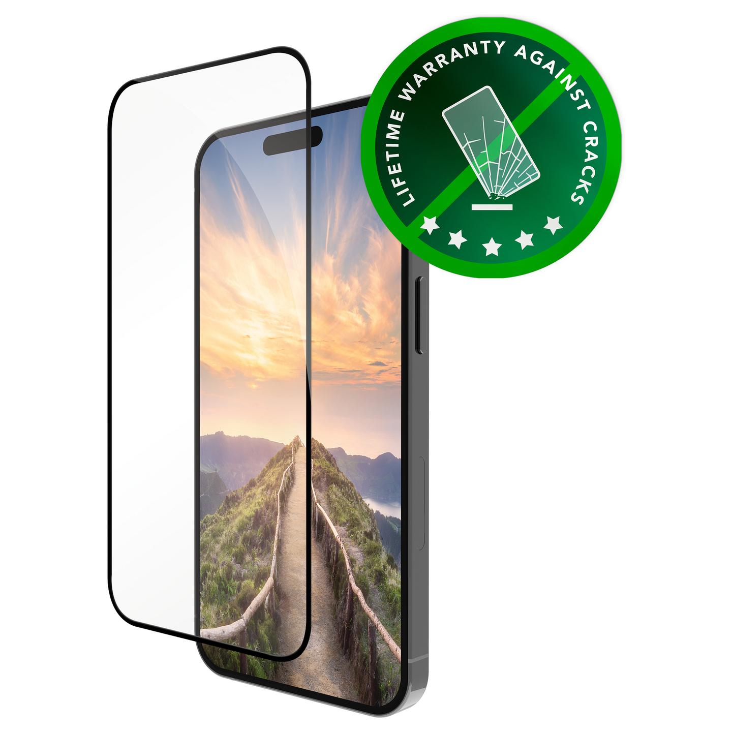 Mbrojtës i Ekranit dbramante1928 eco Bulk, iPhone 16/15/14 Pro, 0.4mm, Plastikë e Ricikluar, Kornizë e Zezë - Transparent