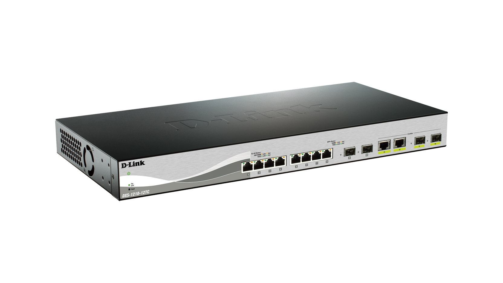 Switch D-Link DXS-1210-12TC / 8× 10GBASE-T / 2× 10G SFP+ / 2× Combo / L2 Managed / 240Gbps / Rack - Zezë / Argjend