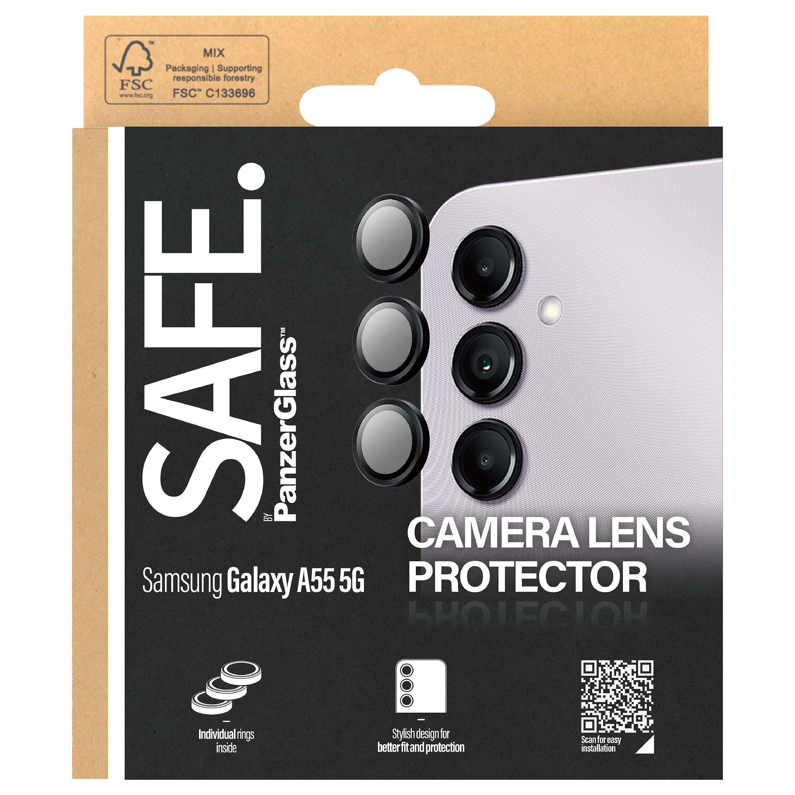 Aksesorë për telefon SAFE. by PanzerGlass / Camera Protector / Samsung Galaxy A55 5G - Zezë - 3