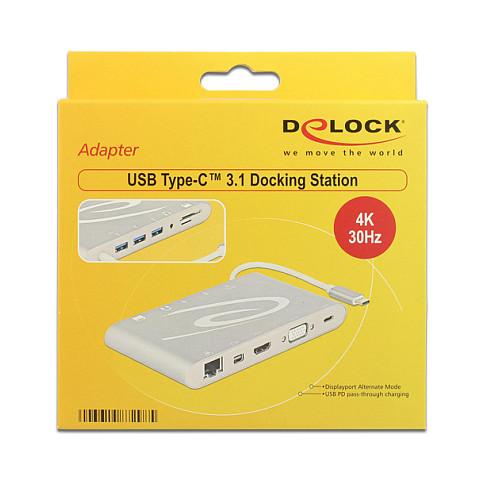 Docking Station DeLOCK 87298 / USB-C 3.1 / HDMI / Mini DisplayPort / VGA / 3x USB-A / Gigabit LAN / SD & microSD - Argjend - 3