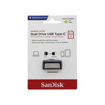 USB STICK 64GB USB 3.1 SanDisk Ultra Dual Drive Type-A/Type-C black/silver - 5