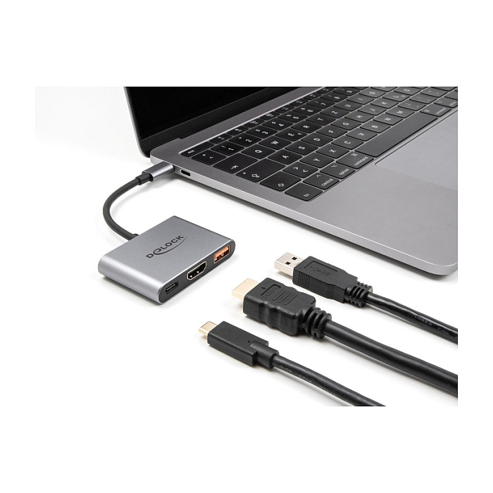 Adapter  DELOCK USB-C with HDMI 4K + USB-A + USB-C PD / 90 W - Gri - 3