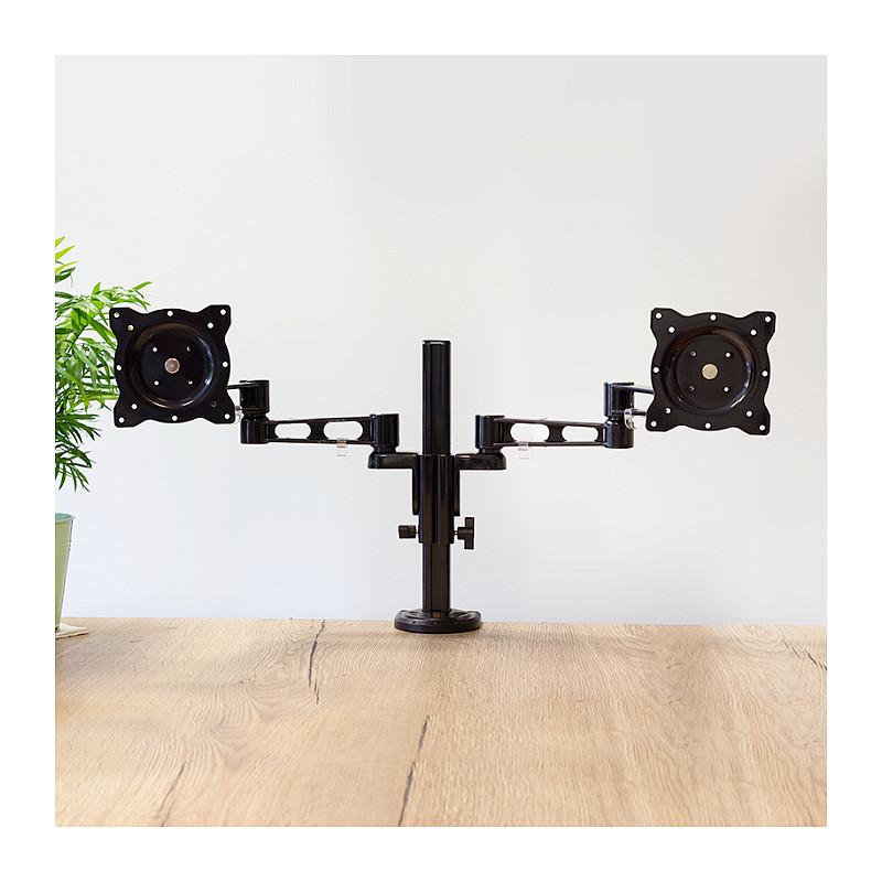 Mbajtëse për Monitor LogiLink BP0038 / 2 Monitorë / 13–26" / deri 8kg për Monitor / VESA 75x75 & 100x100 / Rotacion 360° - Zezë - 3