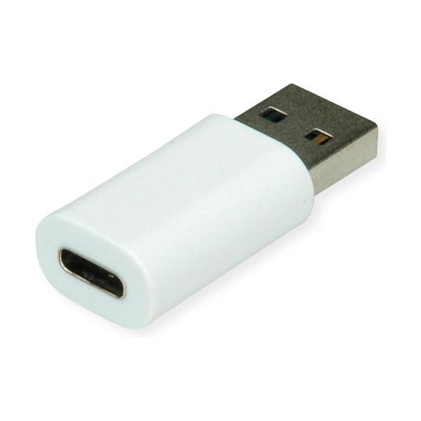Adapter USB VALUE 11.99.8339, USB-A Mashkull në USB-C Femër, Data Blocker - Bardhë