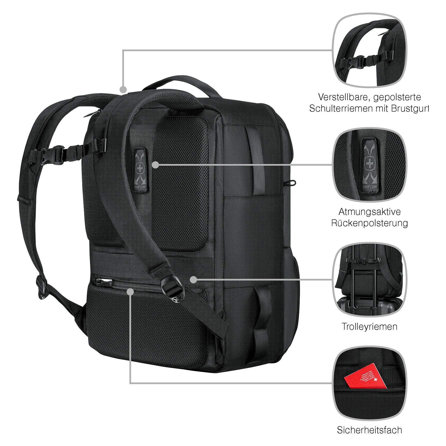 Çantë Wenger UrbanOne Travel / 15.6" / 33L / Water-Resistant / Trolley Strap - Zezë - 17