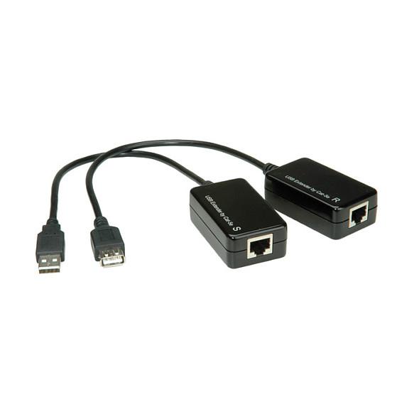 Zgjatues USB VALUE 12.99.1121, USB 1.1 në RJ-45, deri në 45 m - Zezë