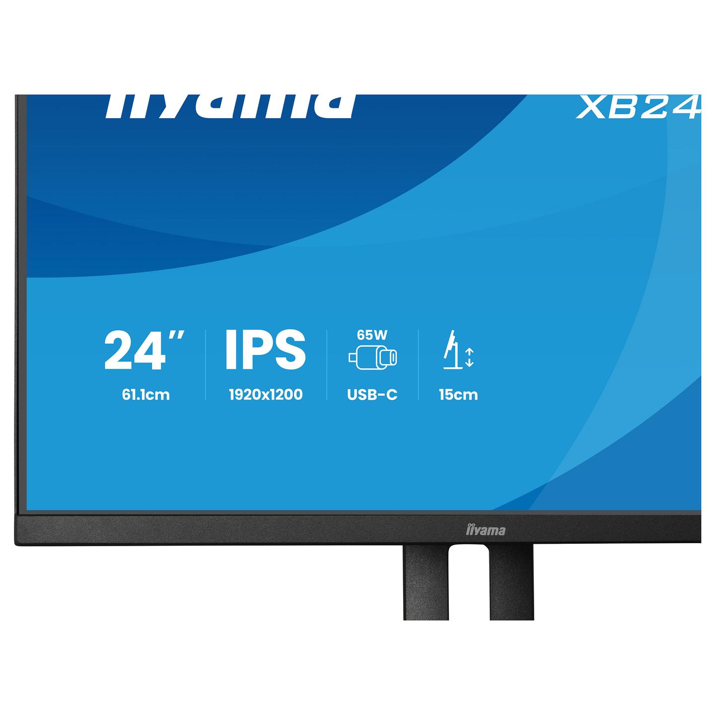 Monitor Iiyama ProLite XB2495WSC-B1 / 24.1″ / WUXGA IPS / 100 Hz / 4 ms / USB-C + DP + HDMI + USB Hub - Zezë - 12