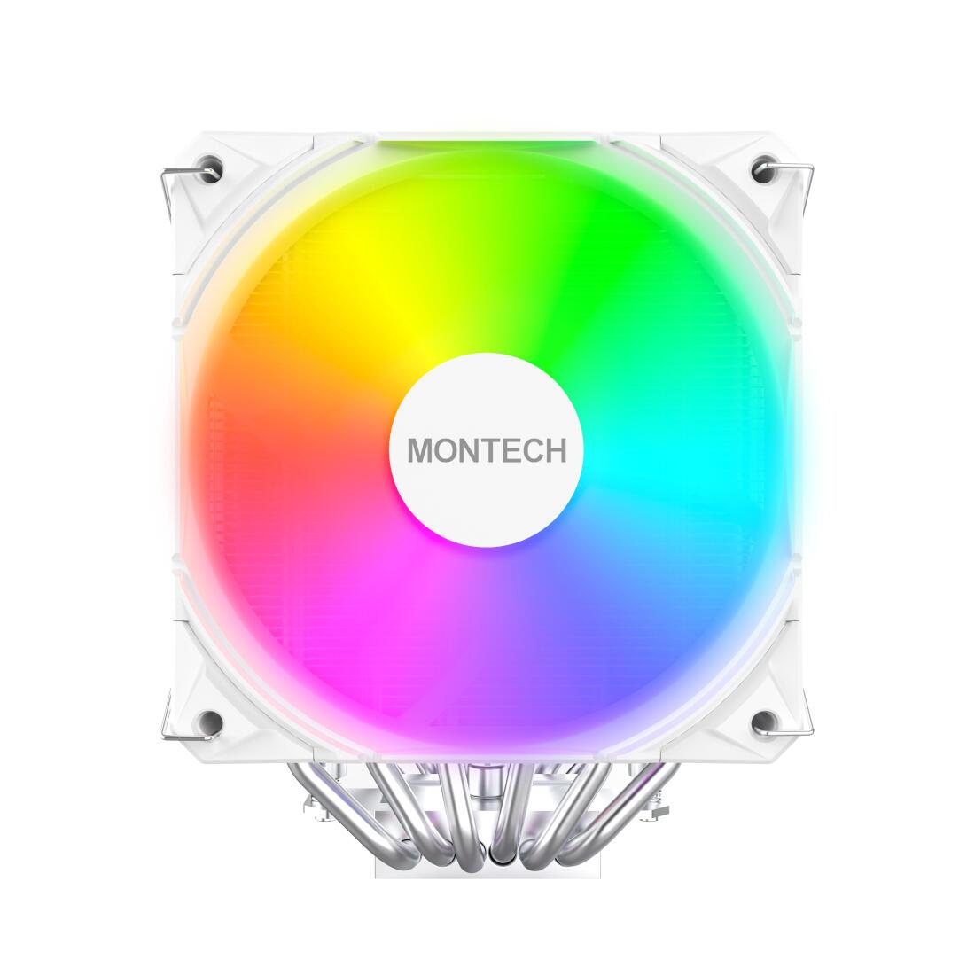Ftohës për procesor Montech NX600 ARGB / Dual Tower / 2x 120mm ARGB Fan / 800-2000 RPM – Bardhë