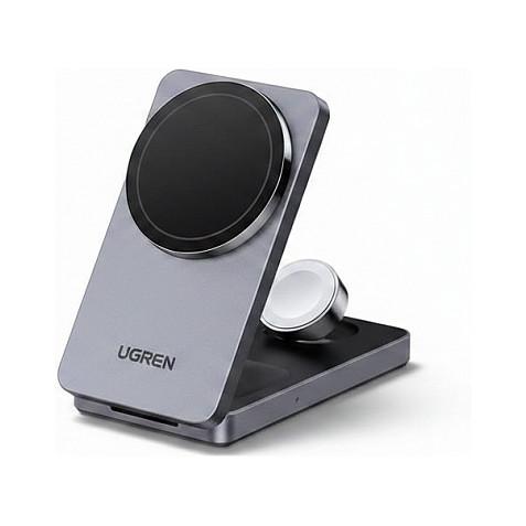 Stacion Karikimi Wireless UGREEN W707 MagFlow / Qi2 / 3-në-1 / 15 W / Apple Watch + AirPods – Hiri
