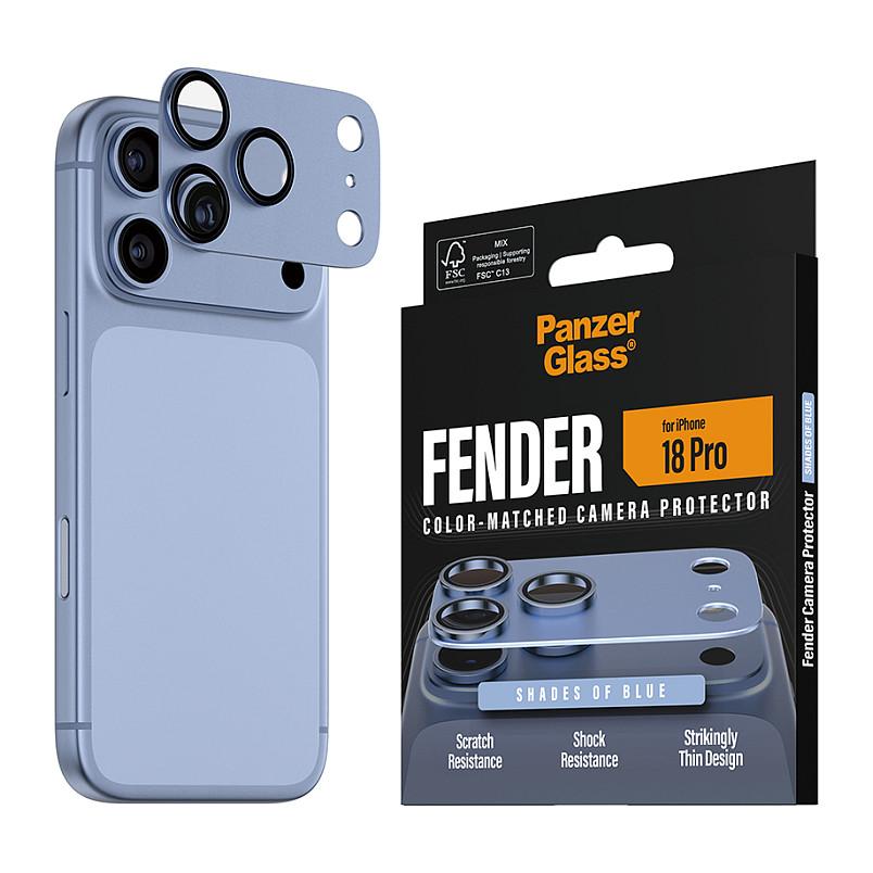 Mbrojtës për Kamera PanzerGlass Fender, për iPhone 18 Pro, Xham i Temperuar, Kornizë Alumini - Blu - 6
