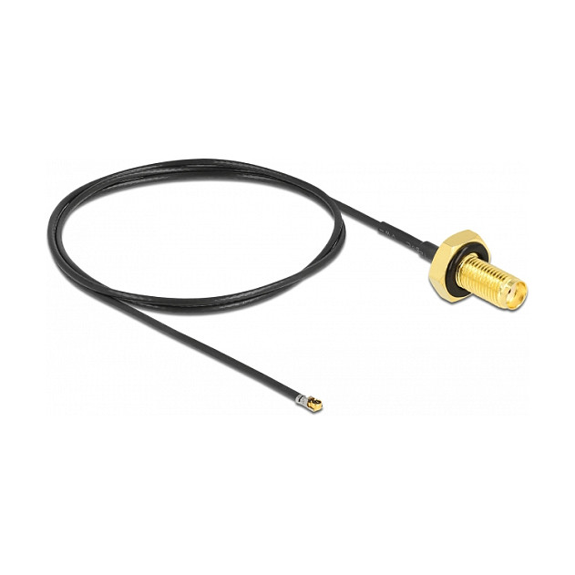 DELOCK SMA Female to MHF4L LK Male 1.37 RF Cable 50cm – Internal WiFi LTE Antenna Adapter - 1