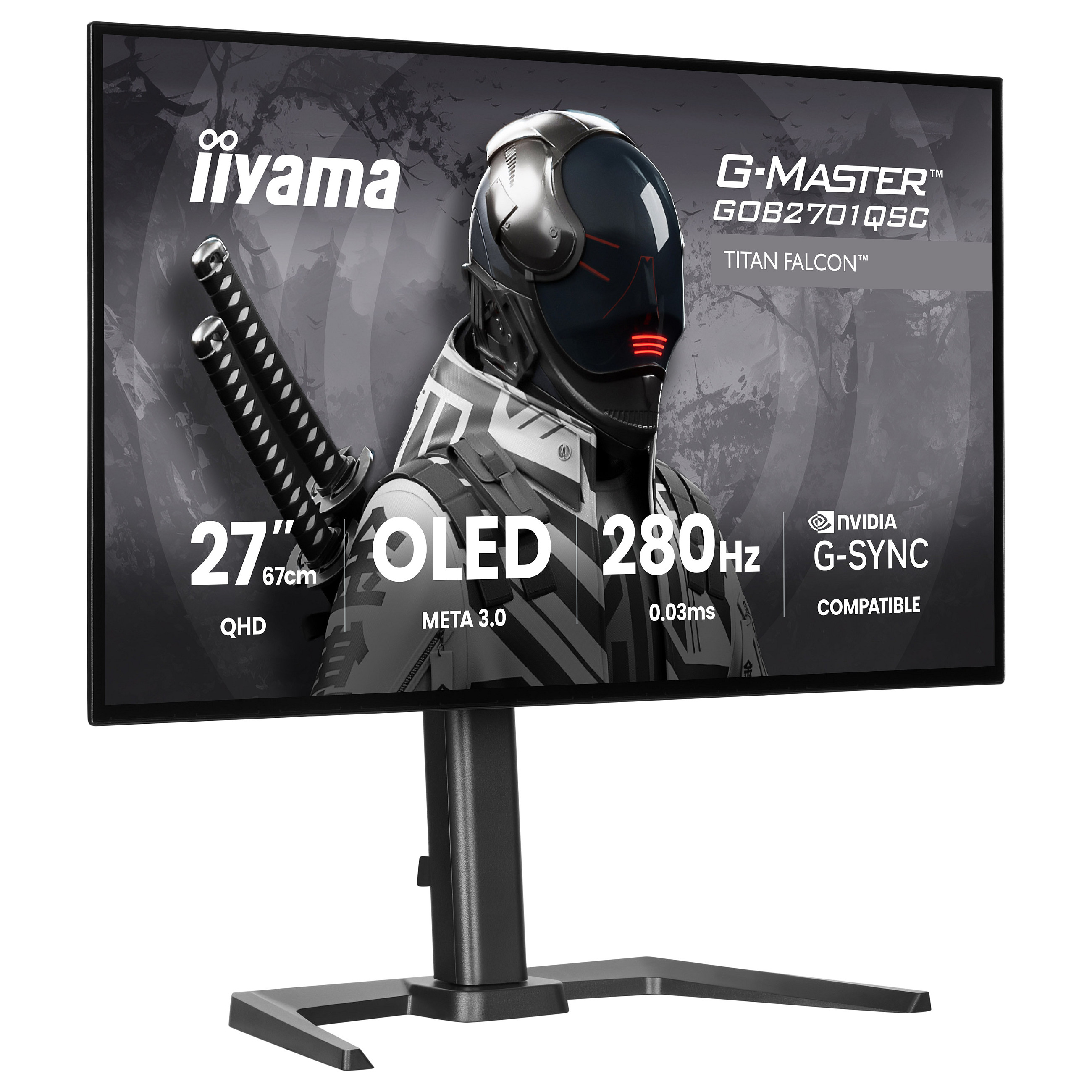 Monitor Gaming iiyama G-MASTER GOB2701QSC-B1 / 27" / QHD OLED / 280Hz / 0.03ms / HDMI+DisplayPort+USB-C - Zezë - 3