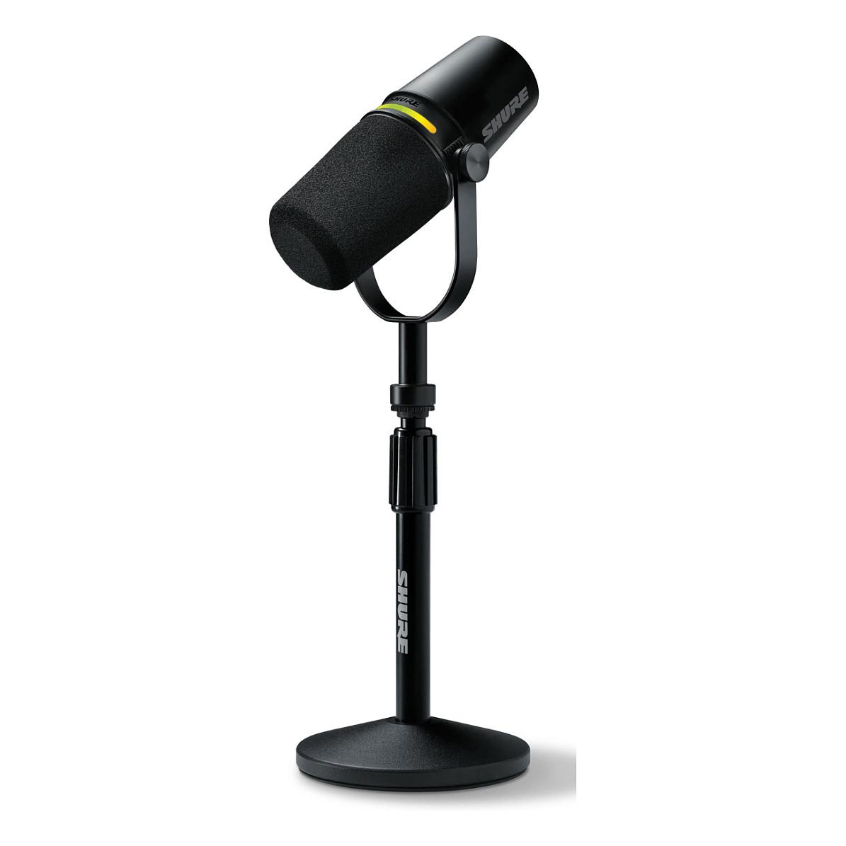 Mikrofon Shure MV7+, XLR, USB-C, Dinamik, Kardioid, 50–16000Hz, me Mbajtëse Desktop – Zezë